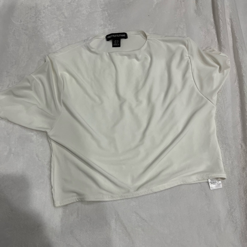 White Cropped Short Sleeve Top